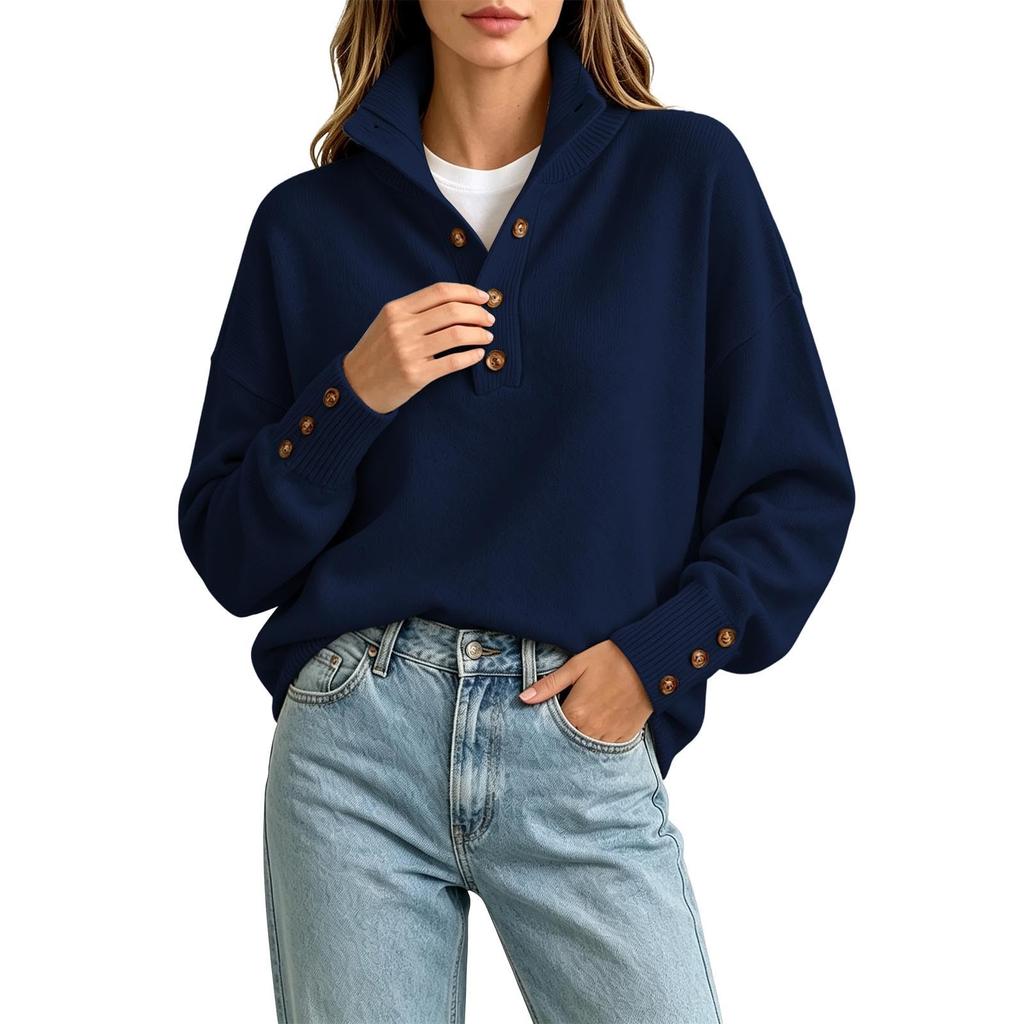 Women's Casual Long Sleeve V-Neck Knit Top