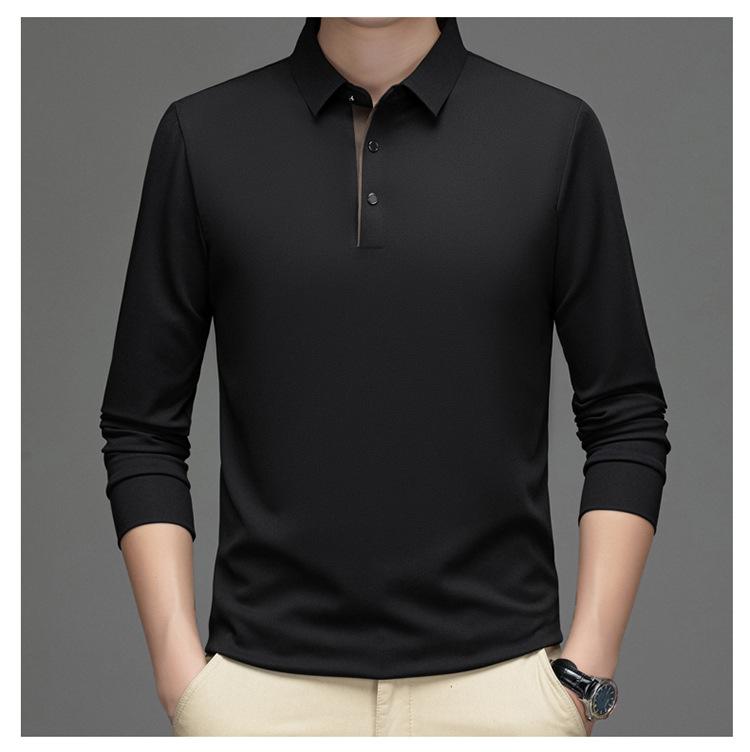 

Мужская весенняя рубашка поло с длинным рукавом однотонная рубашка для гольфа модная деловая повседневная мужская верхняя одежда футболки 4XL-130-58