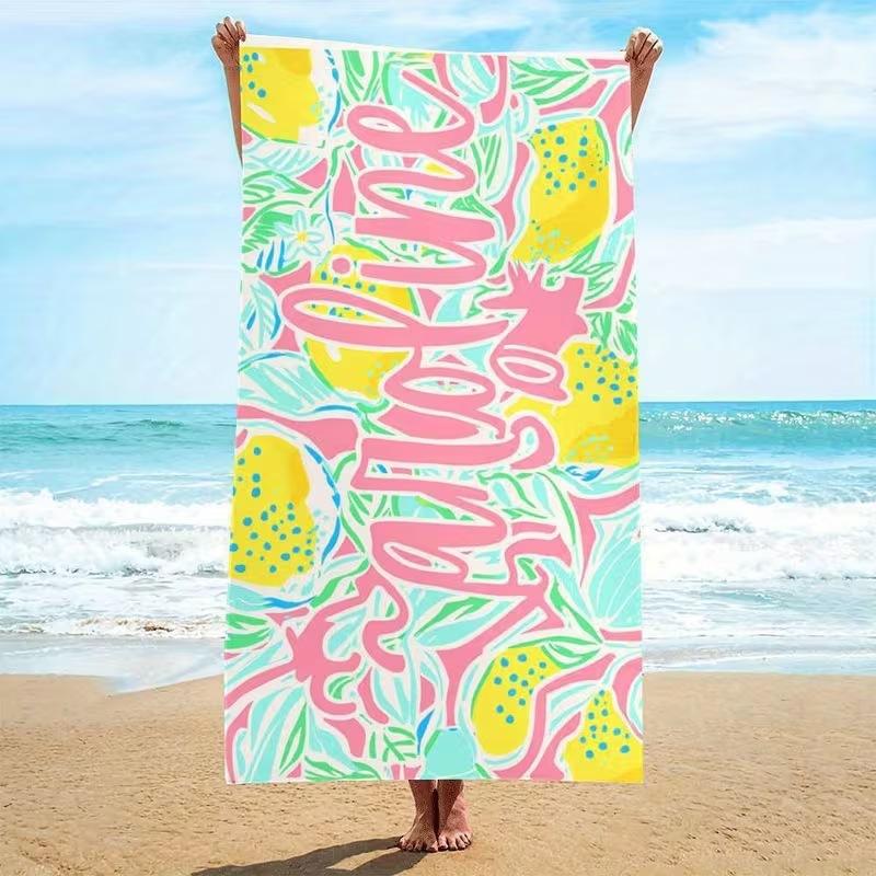 Summer Beach Towel Lemon Print Quick-Drying Bath Towel Outdoor Summer Swimming Bath Towel Sports Towel 40*60cm