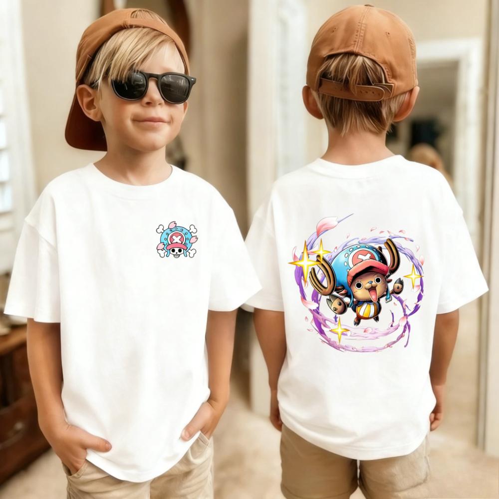 One Piece Anime Mens Cotton Top Boy Summer Childrens Tshirt Luffy One Piece Childrens Cartoon Print Tshirt 100
