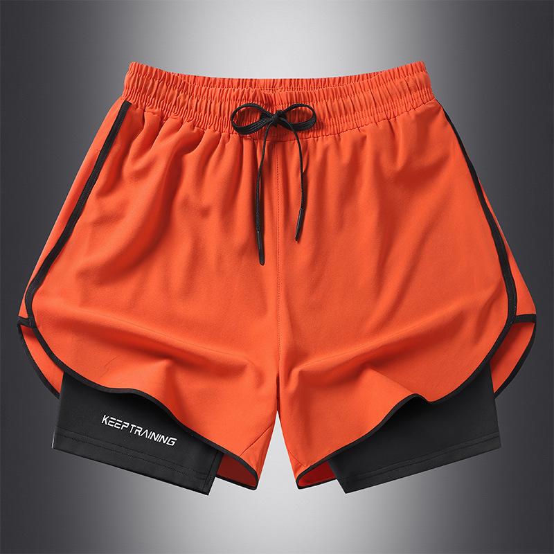 

Унисекс Спортивные шорты из ледяного шелка быстросохнущие - Мужские и женские летние шорты для бега и тренировок эластичные дышащие трехточечные 4XL оранжевый