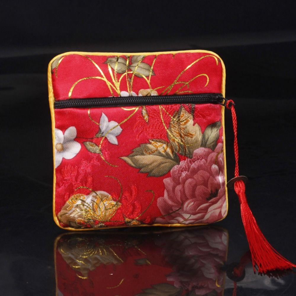 Tassel Embroidery Coin Pouch Cloth Chinese Style Coin Pouch Portable Cloth Wallet  Ladies