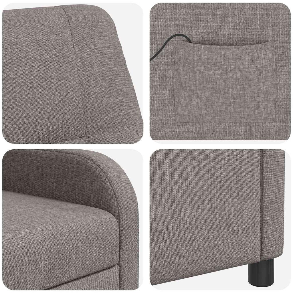Massage Recliner Chair Taupe Fabric