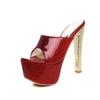 Ciabatte Sexy Scarpe Estive da Donna da Esterno Tacchi Alti Plateau Mules Signore Lussuoso Designer Vernice Dorate Argentate Sandali Lades