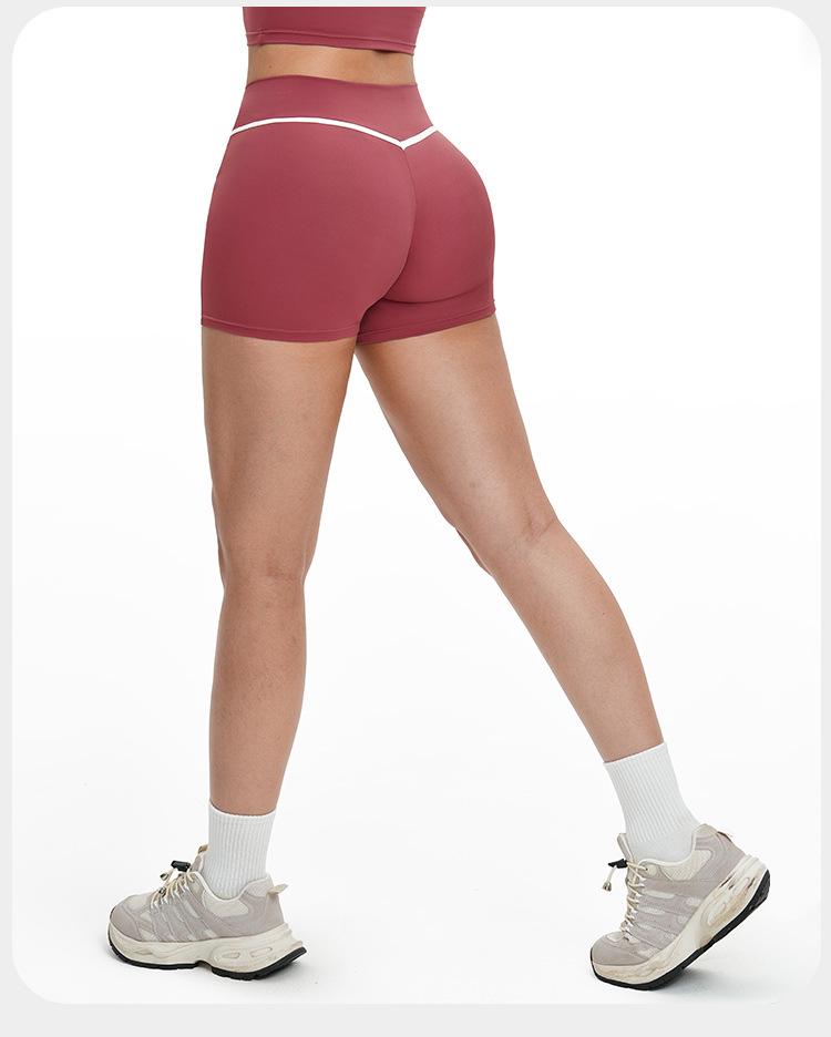 Eur-Am High Waist Butt Lifting Color Block Yoga Shorts
