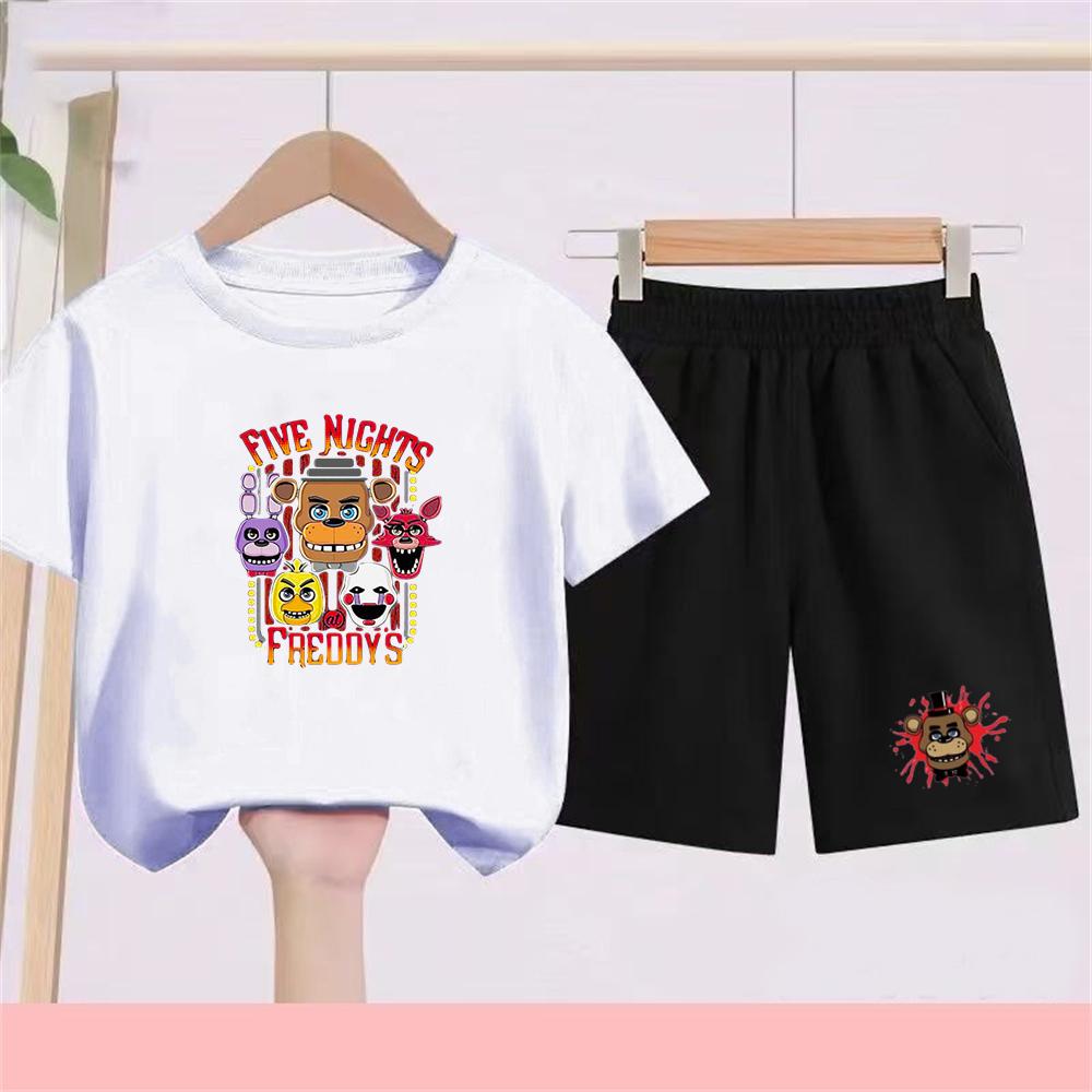 Summer boy Girls Casual T Shirt Sets cartoon Printed Kids Fashion Outfits Teen Children's O Neck Short Sleeve Tops Shorts 2pcs