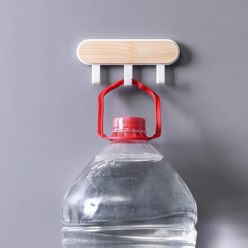 SUPO Depot - Nástěnný háček pro domácnost Věšák Dřevěná dekorace se samolepicí samolepkou Bez hřebíků - Bílá řada