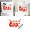 Christmas Bathroom Toilet Stickers Stocking Stickers, Waterproof PVC Decals for Holiday Home Easy Peel And Stick Decoration, Red Watercolor