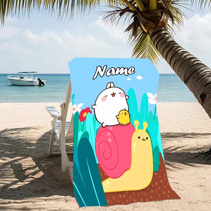 Customizable personalized beach towels Molang themed designs.Suitable for the beach, yoga, sports;ideal as beach accessories