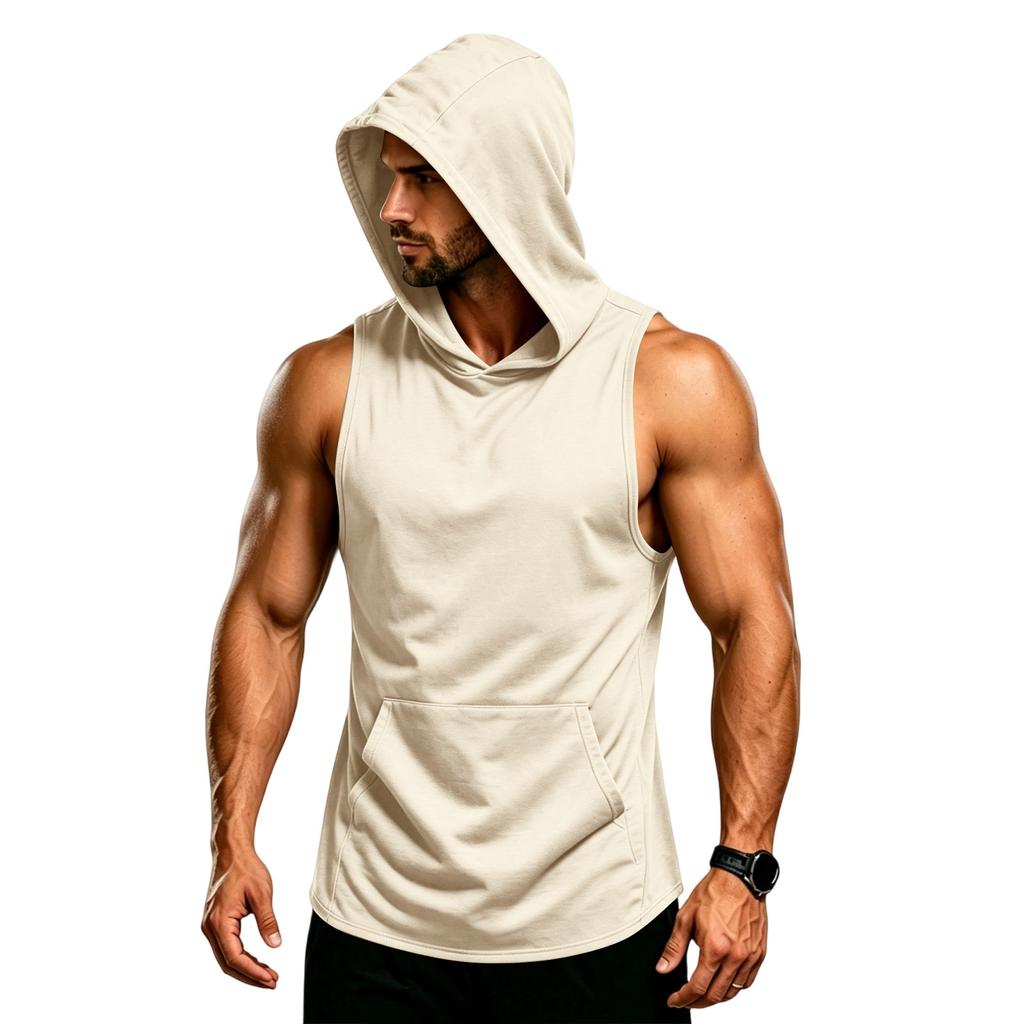 Men's Sleeveless Hoodie Muscle Fit Gym Tank Top Breathable Quick Dry Workout Vest for Training and Fitness