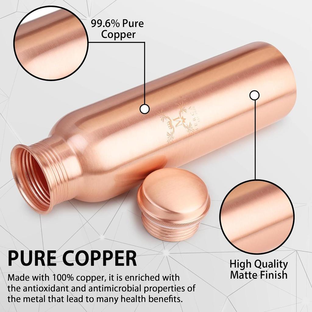 Copper Charge 950 Water Bottle, 1 Piece, Pure Copper, Leak-Proof, 16oz/475ml, BPA Free, Dishwasher and Microwave Safe (Design 3)