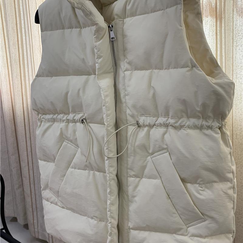 Winter Autumn Women's Stand Collar Solid Color Sleeveless Warm Vest Jacket Ladies Loose Chic White Duck Down Coat