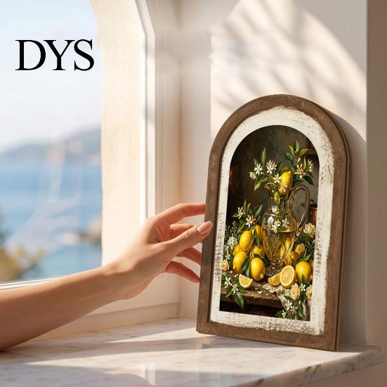 Rustikale Wohnaccessoires Zitronenbogige Wandkunst Dekoration, Pastorale Blumen Holzschild, Nordischer Tulpen-Schild Stil Dekoration für Küche Schlafzimmer Wohnzimmer