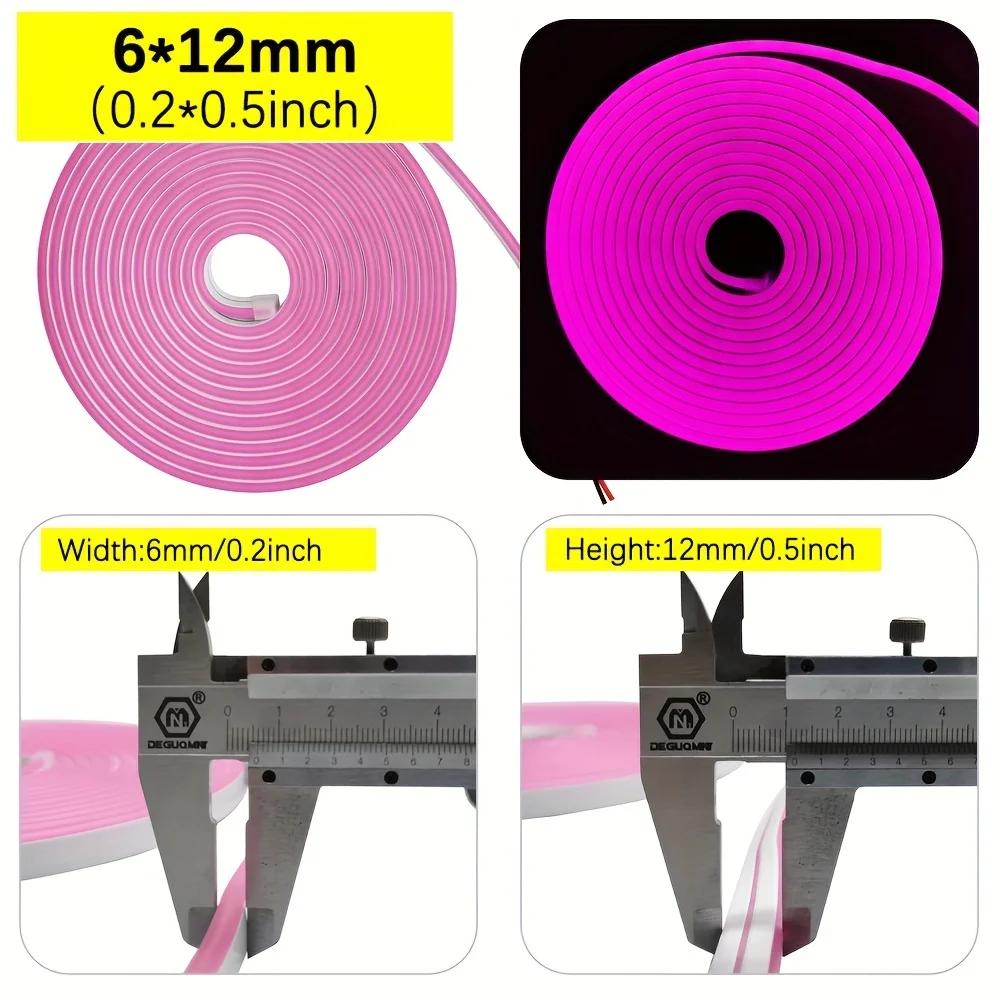 5M DC12V Flexible Neon LED Strip Light SMD2835 600LED/m Waterproof Silicone Rope Tape DIY Room Bedroom Party Home Decoration