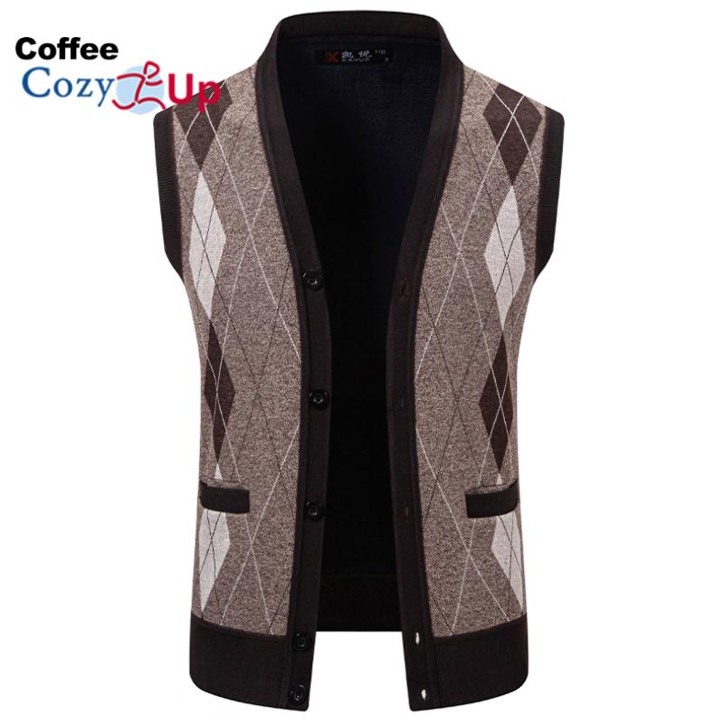 Cozy Up Mens Argyle Sweater Vests V Neck Sleeveless Cardigan Vest Knitwear