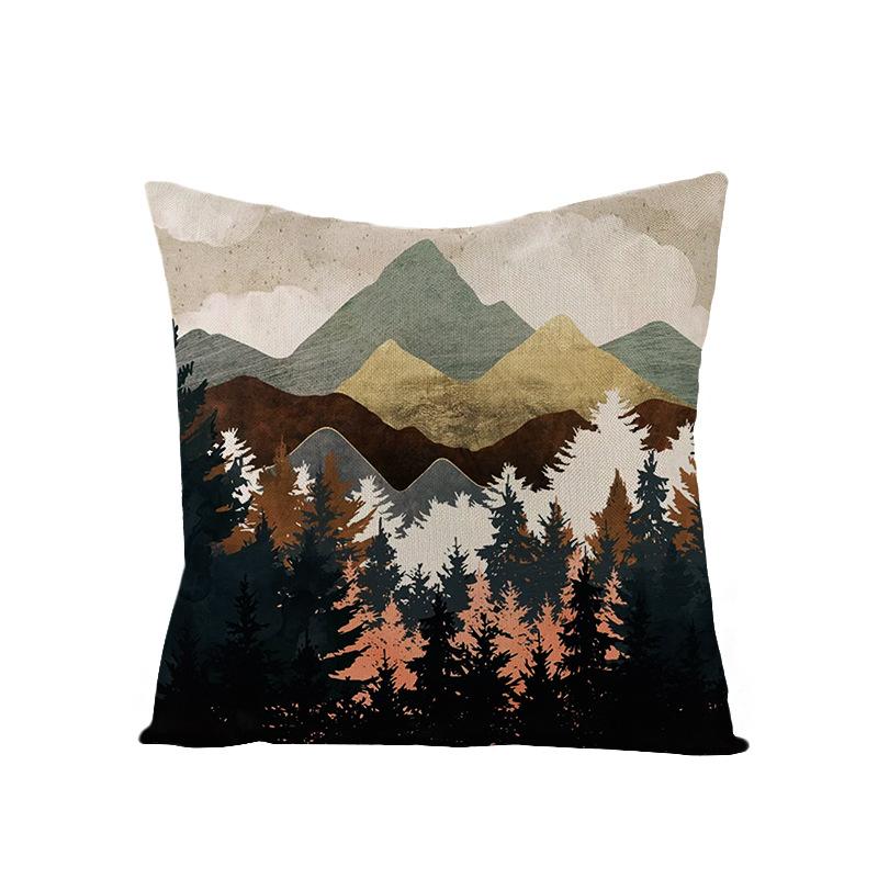 Home Decoration Supplies Landscape Painting Polyester Pillow Cover Home Geometric Abstract Sofa Cushion Cover