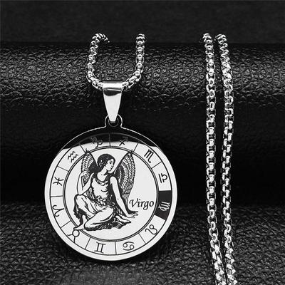 12 Constellations Chain Necklace Zodiac Virgo Sign Necklace For Men Women To Best Friend Family Birthday Gift Pendant Jewelry