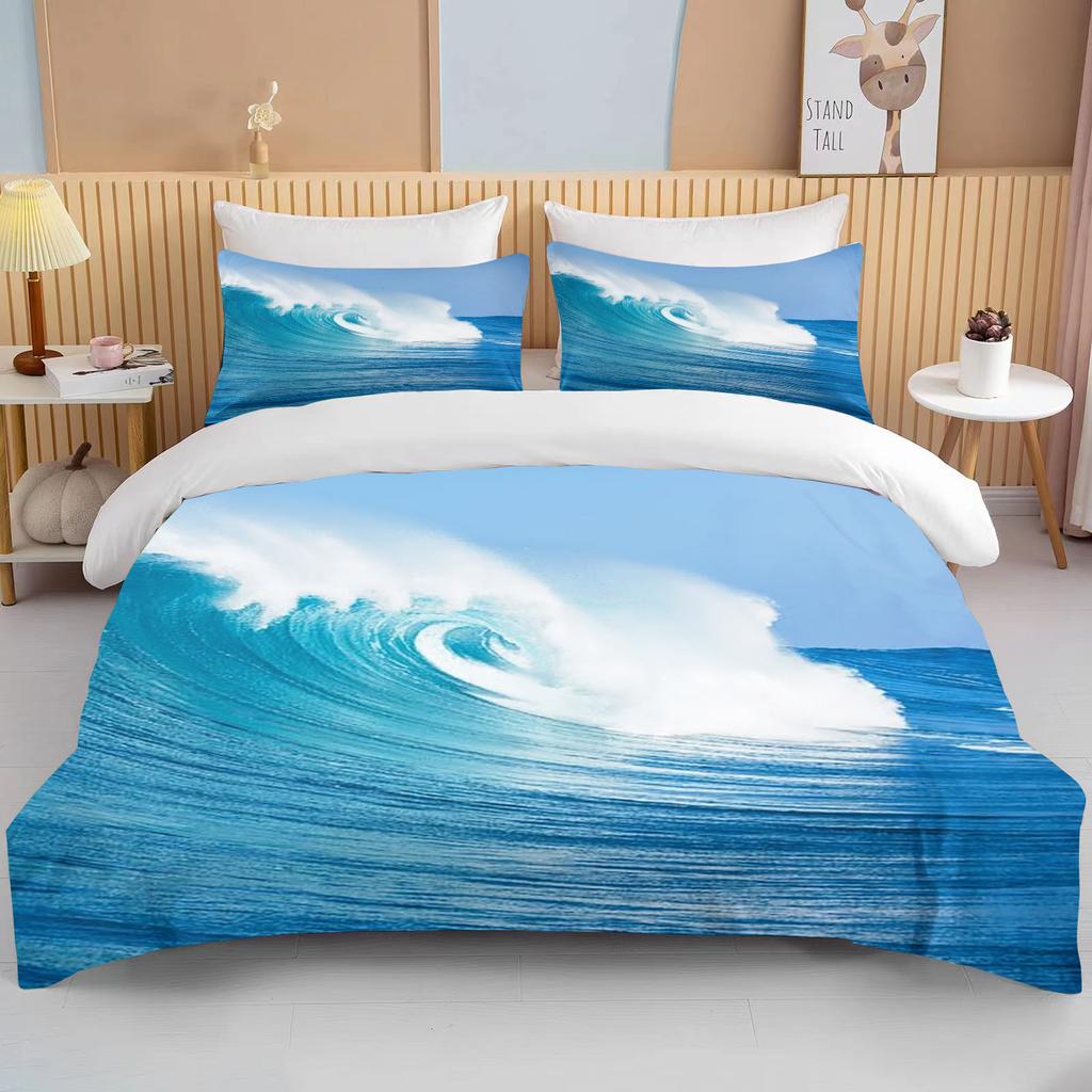 Ocean Bedding Set Coast Ocean Spray Duvet Cover Set Blue Starfish Bed Set Kids Teen Shell Home Textiles Summer  Quilt Cover