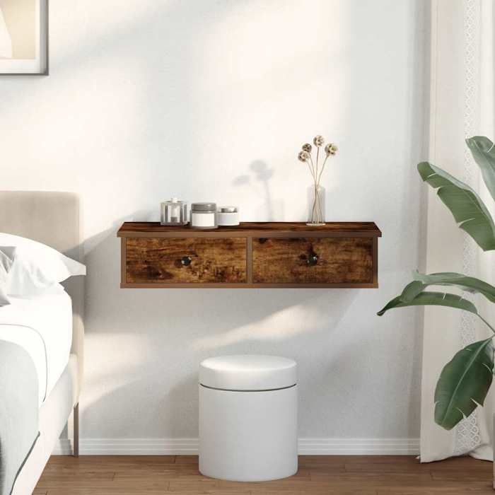 VidaXL Étagère murale avec tiroirs chêne fumé bois d'ingénierie 859954
