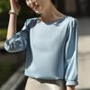 Round Neck Satin Mid-sleeved T-shirt Summer Five-point Sleeve Fashionable Shirt French Retro Lantern Sleeve Base Shirt