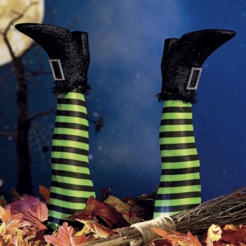 1PCS Halloween Decoration Evil Witch Legs Inverted Evil Witch Feet Boots Stakes Courtyard Lawn Outdoor Garden Decoration Props