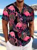 Sommer Herren Urlaubs Revers Camisa Oversized Hawaiian Hemden Flamingo 3D Druck Mode Herren Damen Strand Kurzarm Bluse Junge