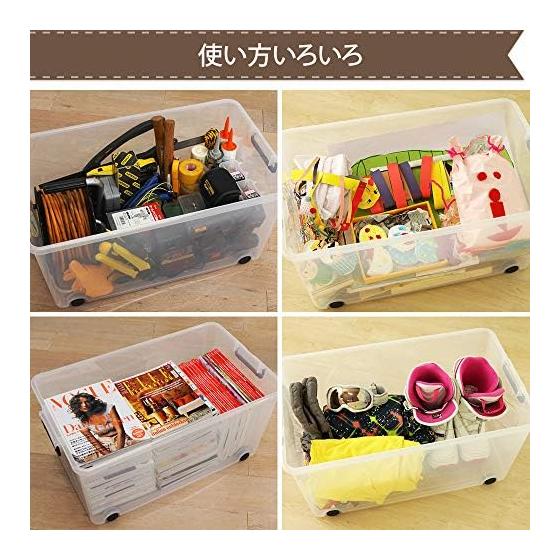IRIS OHYAMA Storage Box, Costume Case, with Lid, Durable, Sturdy, Large, Carry, Width 44 X Depth 74 X Height 35 Cm, Navy, Clear