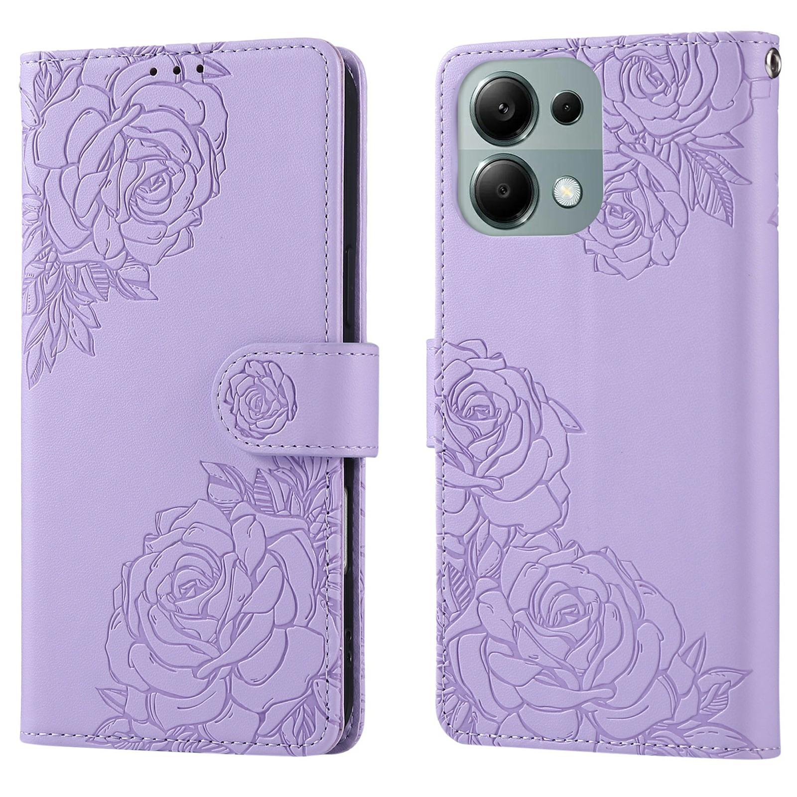 

For Xiaomi Redmi Note 13 Pro 4G/Poco M6 Pro 4G Case Rose Flower PU Leather Wallet Phone Cover with 3 Card Slots C