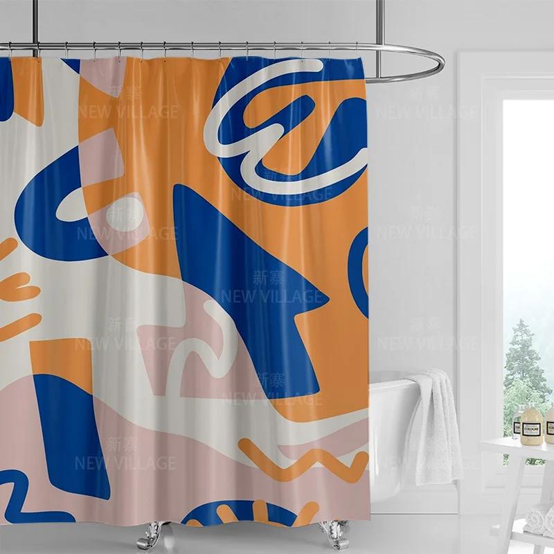 Abstract Art Print Waterproof Shower Curtain - Stylish, Durable & Easy-Care Choice For Contemporary Bathroom Décor