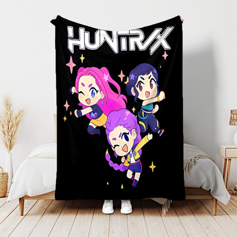 1pc Blanket Kpop Hunter12 Print Design, Lightweight Blanket for Sofa, Bed- Soft &Warm, Gift for All Seasons like Christmas, Halloween