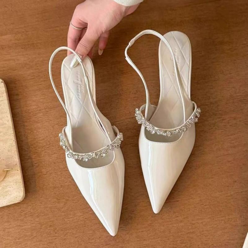 Mode 2025 Frühling Neuankömmling Damen Spitzschuhe Stilettoabsätze Schlankmachend Französischer Stil Sexy Knöchelriemchen Geschlossene Ferse Schuhe Eleganter Look