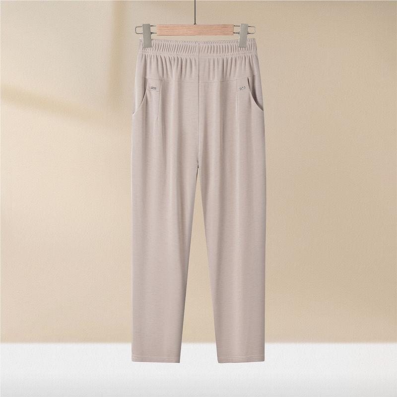 Middle Aged Women's Pants Summer Thin High Waiste Elastic Loose Straight Pants Female Casual Trousers