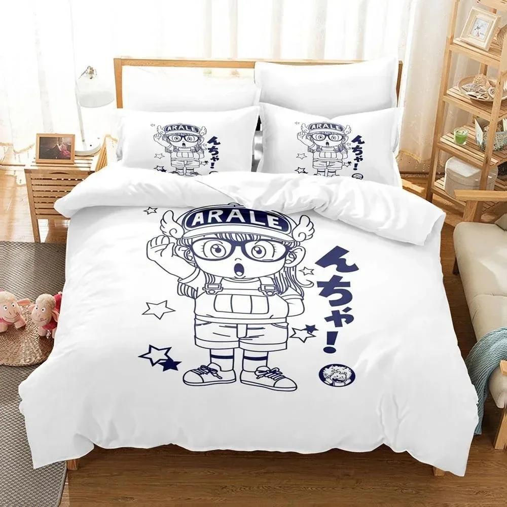 3D Cartoons Bed Sheet Set Kawaii Arale Bedding Set Single Twin Full Queen King Size Bed Set Adult Kid Bedroom Duvet Cover Sets