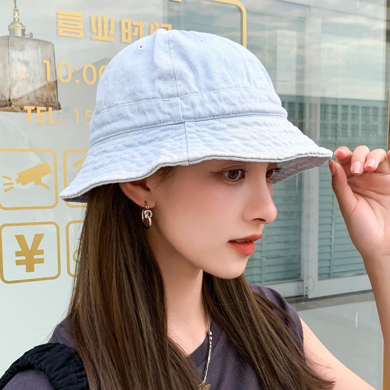 Round Denim Bucket Hat Unisex Adult Fashion Summer Sun Beach Vacation Fisherman Cap Girl Boy Cotton Visor Caps
