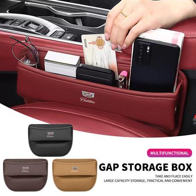 PU Leather Car Seat Side Storage Pocket Suede Gap Filler Organizer Box For XT4 XT6 CTS DTS STS XTS ATS BLS SLS CT5