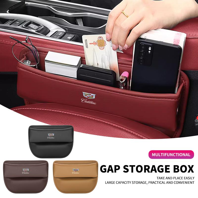 PU Leather Car Seat Side Storage Pocket Suede Gap Filler Organizer Box For Cadillac XT4 XT6 CTS DTS STS XTS ATS BLS SLS CT5