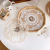 28X28CM Runde vintage fransk blonde broderte spisebrikker For Hjem Bryllup Borddekorasjon