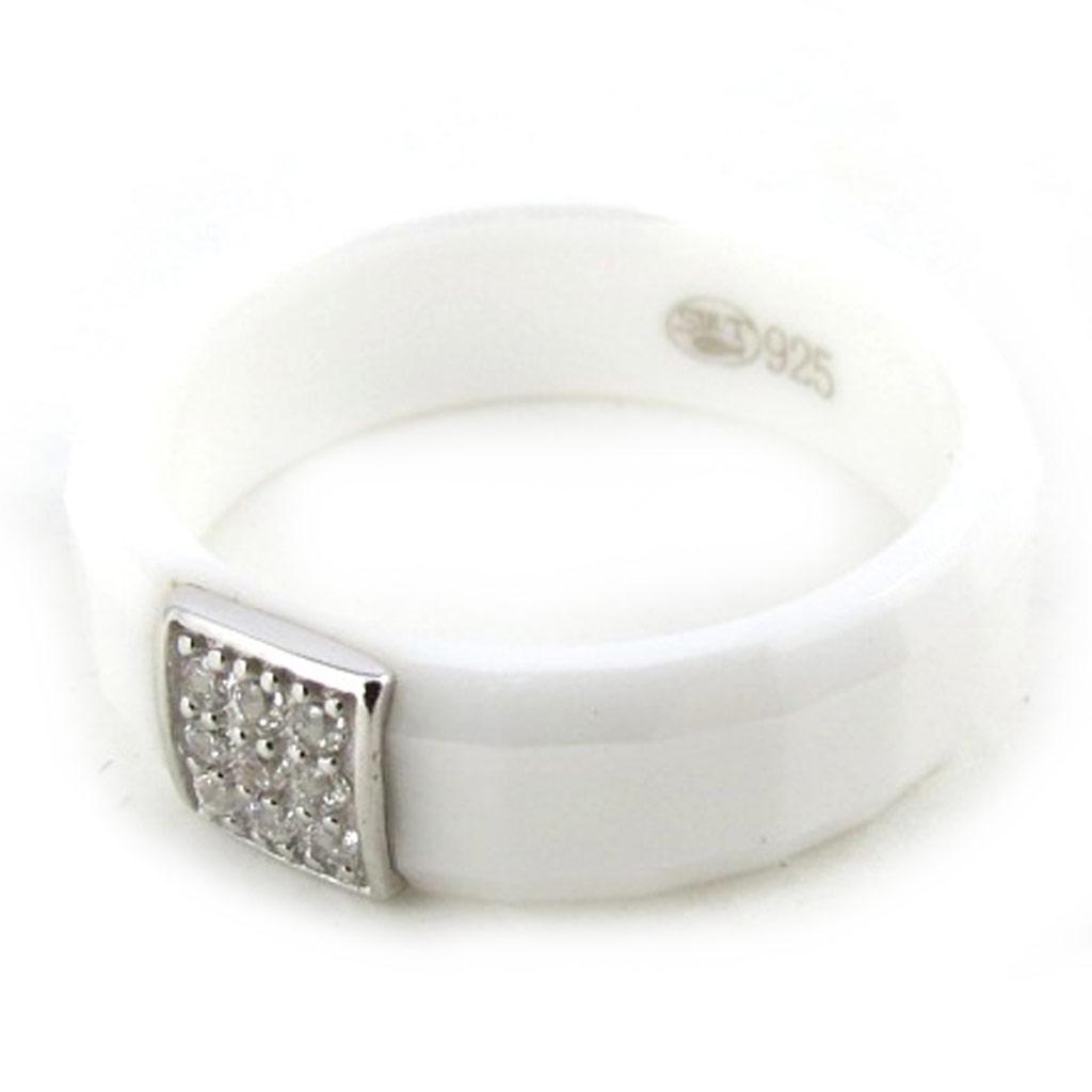Silver Ring 'Sissi' White Ceramic Silver (rhodium) - 6 Mm