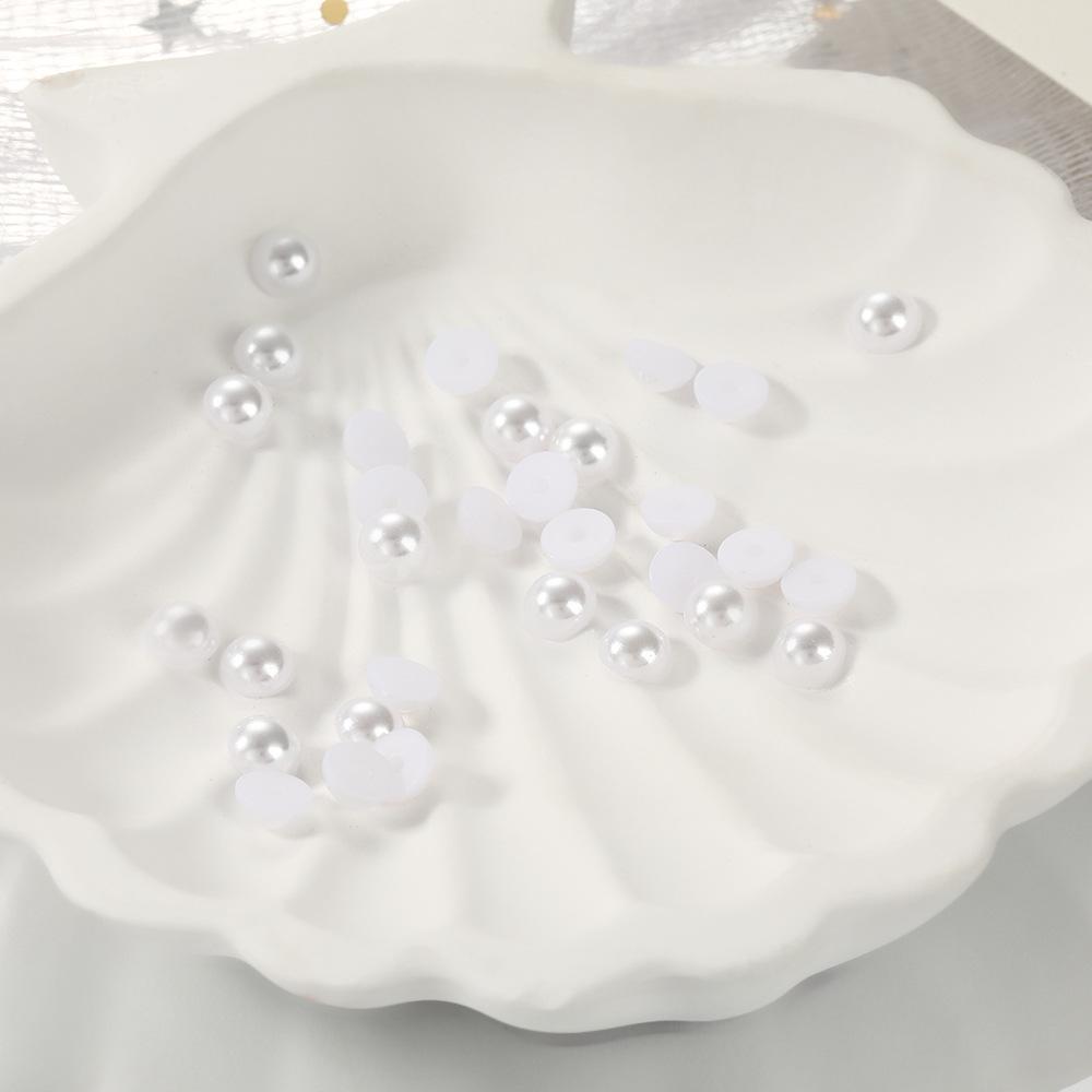 Semi-Circular White Pearl Flat Back Stickers for DIY Nail Art and Phone Cases