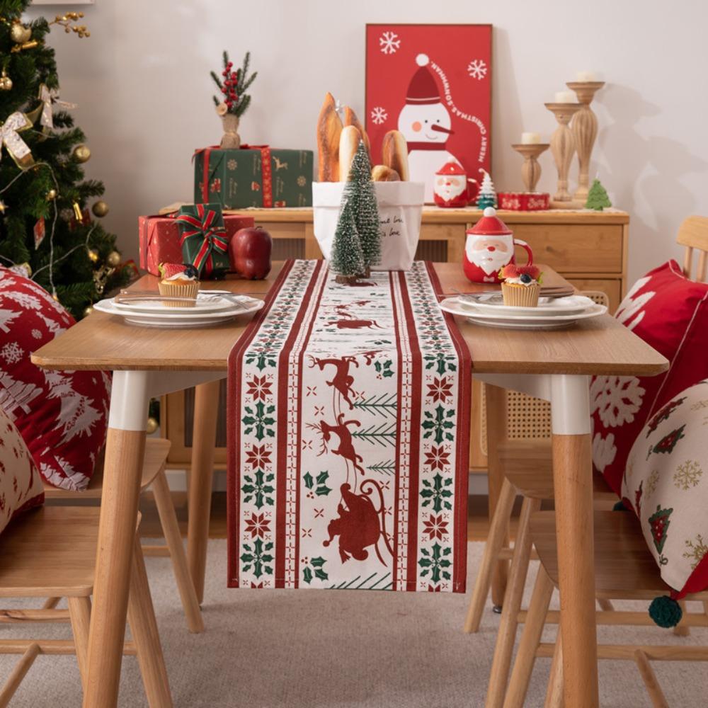 Christmas Table Runner Polyester Cotton Digital Print Modern Minimalist Dining Table Cloth Bed End Runner Placemat