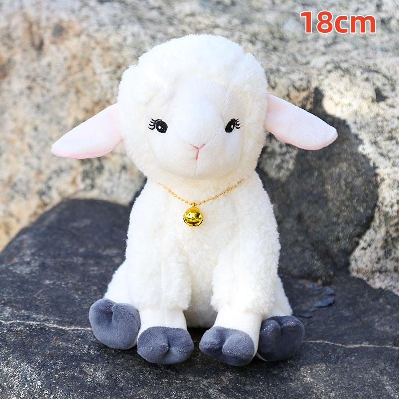 Cute Bell Decor Sheep Stuffed Ornament Long Ears Sitting Design 1Pcs Soft Fluffy Plush Pendant for Backpack Car Interior Decor