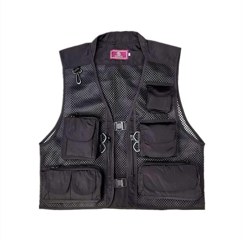 Men's Breathable Multi-Pocket Workwear Vest - Customizable Logo for Outdoor Volunteers