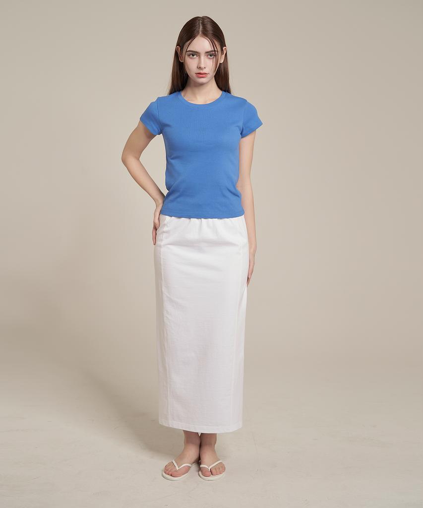 Iteoneolmomeonteu Solid Washed Long Skirt _ White
