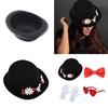 Magicians Hat With Reinforced Felts Soft Bowtie Gloves and Glasses Set Costume Accessory For Long Duration Shows And Event