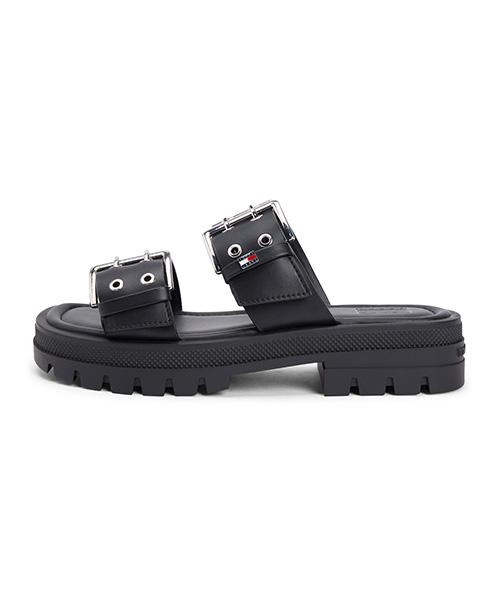 Tommy Jeans Wendy Buckle Leather Sandals - Black (T52G1Asn430Jt1Bds)