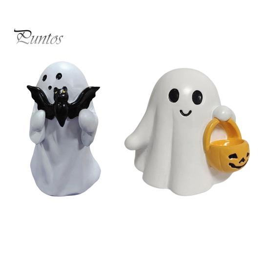 Cute Ghost Room Decor Halloween Figurine, Resin Statue, Creative Holding Decorative for Home Bat/Drink Tabletop Ornament Party, Trick or Treat