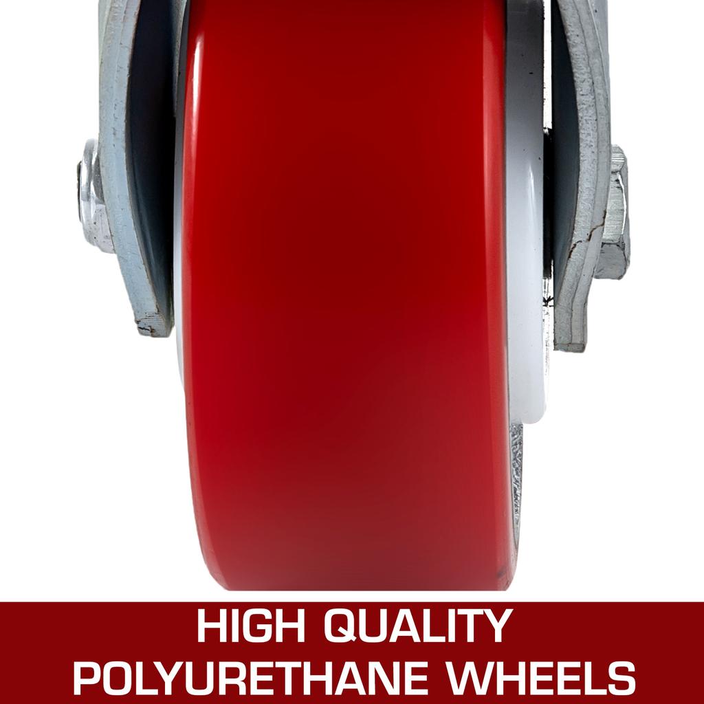 SucceBuy 4 Pack 6" X 2" Heavy Duty Iron Core Polyurethane 2 Rigid and 2 Swivel Casters Side Brake 1000LBS Capacity Per Wheel