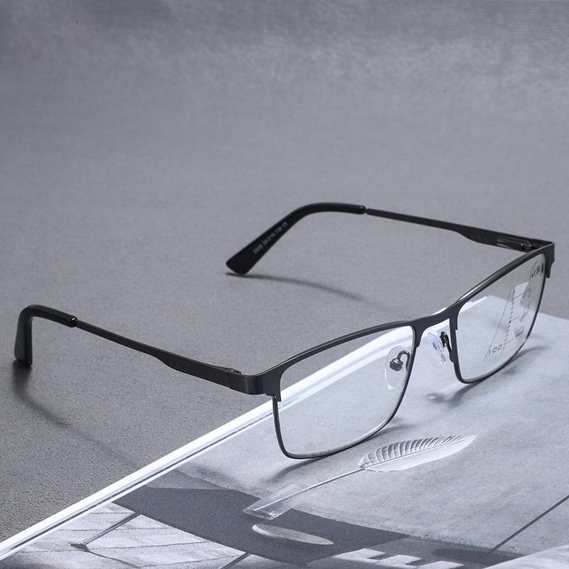 Men's Classic Business Multifocal Photochromic Glasses Ultralight Anti-blue Light Reading Glasses for Presbyopia