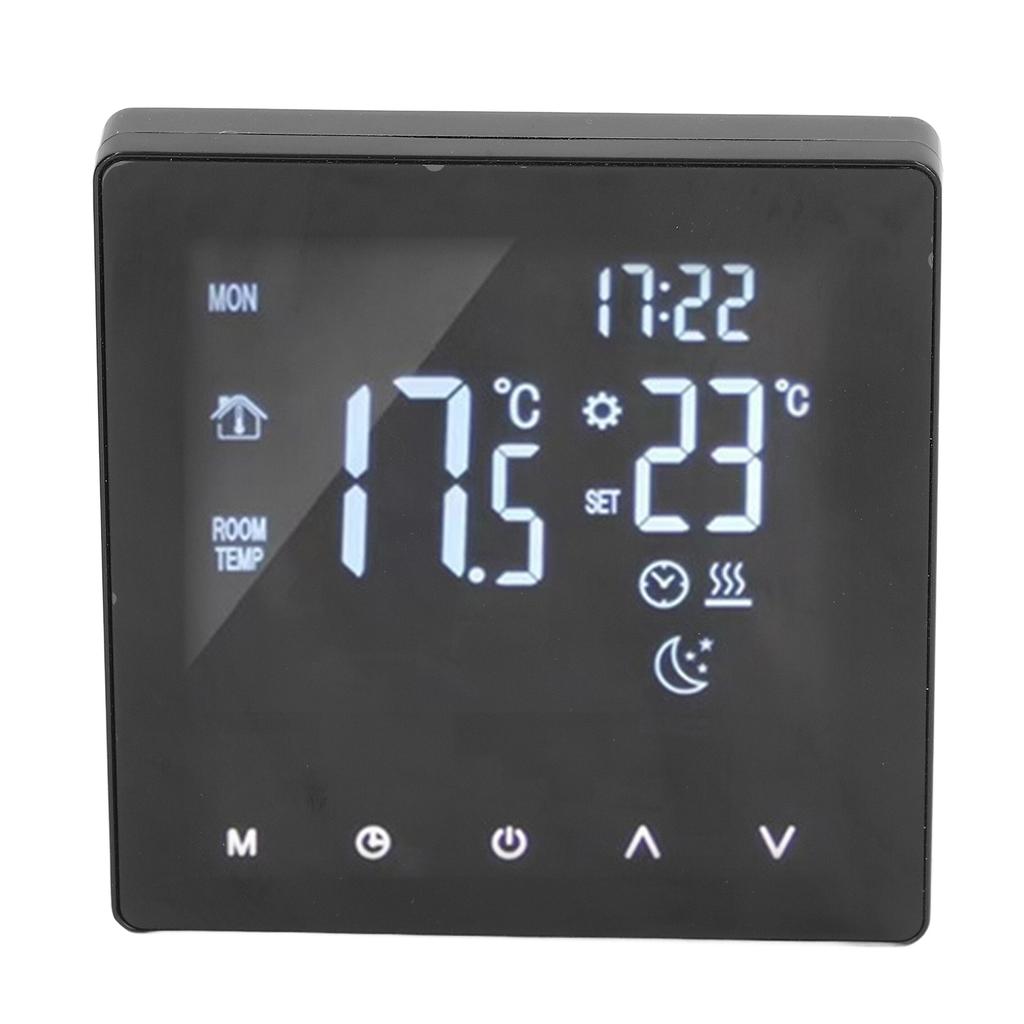 Digitalthermostat LCD-Anzeige Programmierbarer Smart-Touchscreen Fußbodenwasserheizung Kesselregler Schwarz AC90‑240V