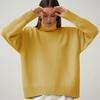 Women's Plus Size Turtleneck Sweater Autumn Winter Loose Solid Color Pullover Knit TopThick Stretch Knitwear